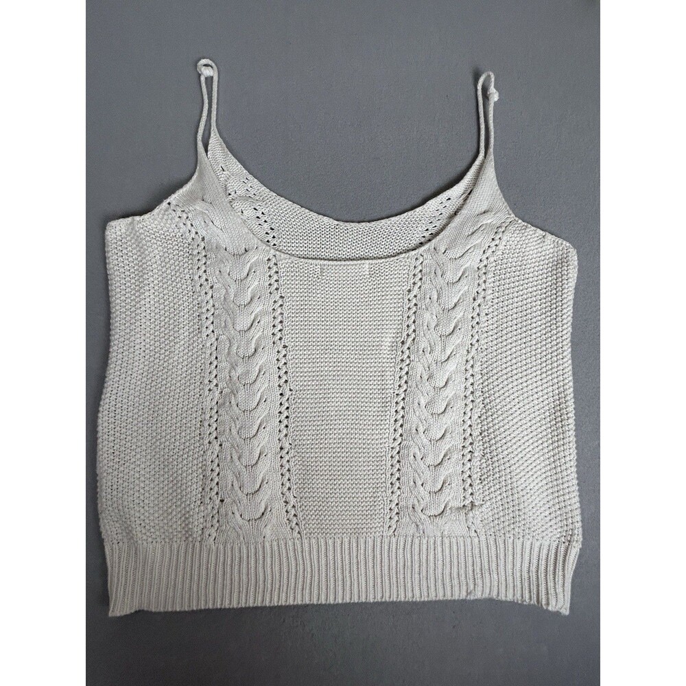 Jackson Rowe cotton knit tank top/camisole cable knit details Womens Sz L